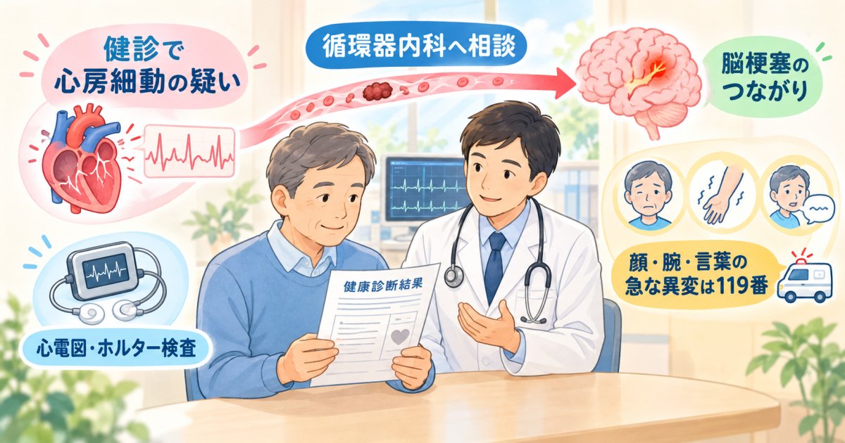 健診で心房細動の疑い、症状が軽くても放置で脳梗塞に？受診の目安