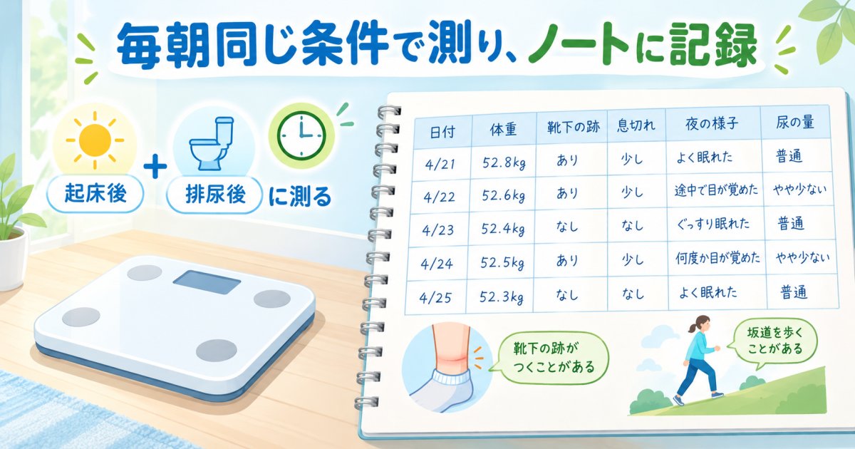 心不全の再入院予防に役立てる体重測定と記録
